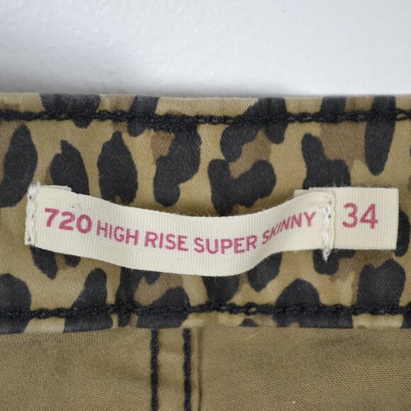 Levis 720 High Rise Supper Skinny Leopard Print Womens 34 Stretch 5 Pockets - Picture 9 of 10